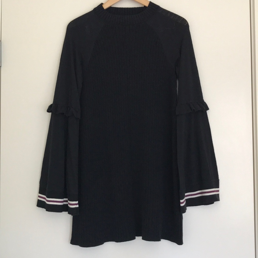 Free People Black Bell Sleeve Dress